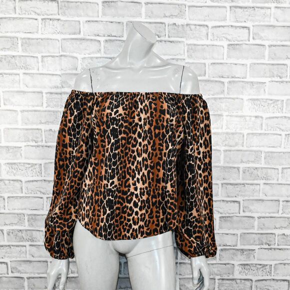 Laura Byrnes Women's off the Shoulder blouse in Leopard print size XS - Picture 6 of 6